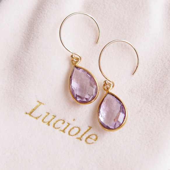 14Kgf]ピンクアメジストの1粒ピアス ピアス（スタッド・一粒） Luciole 