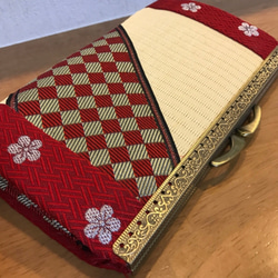 ハンドメイド 和風 畳がま口長財布 唐草 さくら 海外プレゼント 【公式