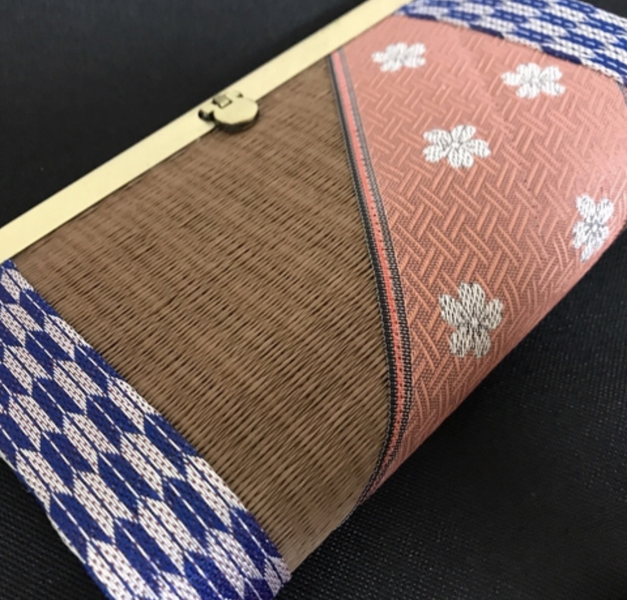 和風 畳がま口長財布 矢羽根×桜 財布