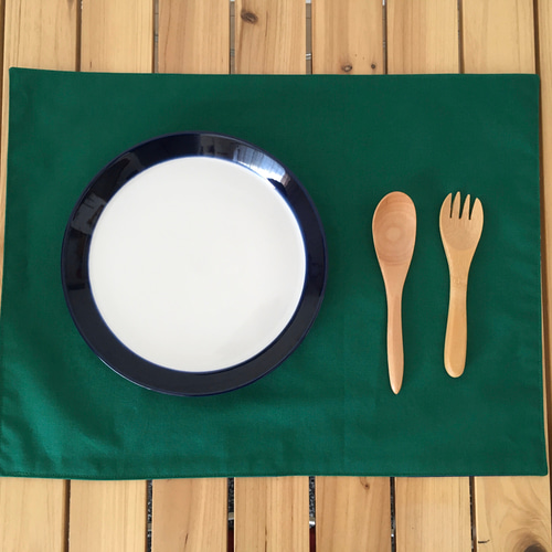 ランチョンマット 30×40 リバーシブル ネイビーしかく みどり