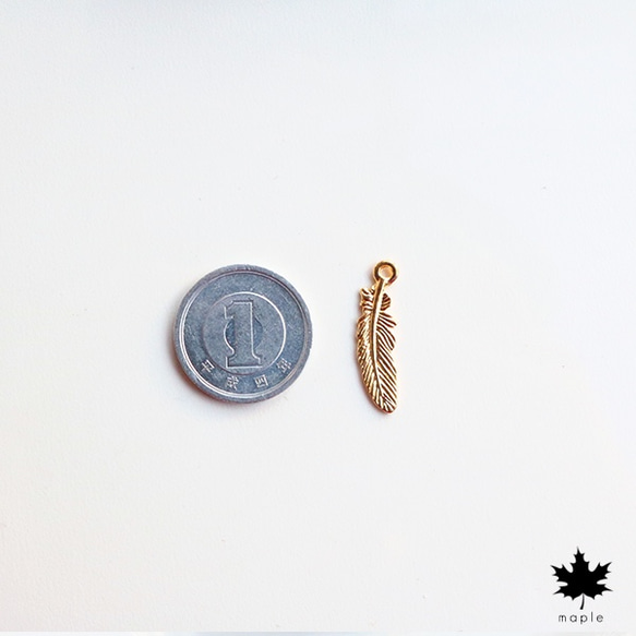 [10pcs] 22x6mm Gold Feather Charm ・ゴールド 羽チャーム 3枚目の画像