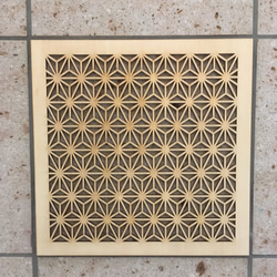ウォールデコ 組子調 和風アートパネル 木製 麻の葉(30cmx30cm) 送料無料 2枚目の画像