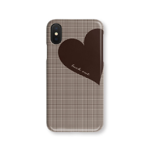 Big Heart♡秋色グレンチェック 名入れ/iPhoneケース/iPhone12Pro
