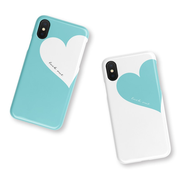 Big Heart♡ターコイズブルー　名入れ/iPhoneケース/Xperia/Galaxy/AQUOS 1枚目の画像