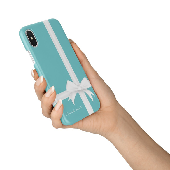 Gift♡ターコイズブルー　名入れ/iPhoneケース/Xperia/Galaxy/AQUOS 4枚目の画像