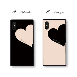 Big Heart♡Beige　スクエア型強化ガラスケース/iPhoneケース／iPhone11pro/iPhoneSE 2枚目の画像
