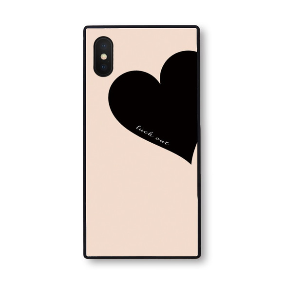 Big Heart♡Beige　スクエア型強化ガラスケース/iPhoneケース／iPhone11pro/iPhoneSE 4枚目の画像