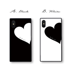 Big Heart♡Black&White　スクエア型強化ガラスケース/iPhoneケース／iPhone13Pro 2枚目の画像