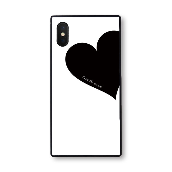 Big Heart♡Black&White　スクエア型強化ガラスケース/iPhoneケース／iPhone13Pro 4枚目の画像
