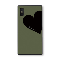 Big Heart♡Kahki　スクエア型強化ガラスケース/iPhoneケース／iPhone12pro/iPhone8 4枚目の画像