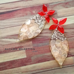 *Autumn Selection*leaf ピアス&イヤリング 紅葉 パーツ変更 ボタニカル 1枚目の画像