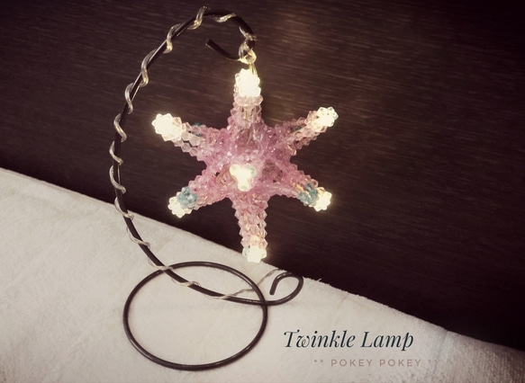 ~Twinkle Lamp~ ピンク 多面体 トゥインクルランプ アンティーク ペンダントライト 1枚目の画像