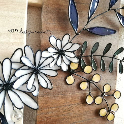 Wall Flower』〈ミモザ〉ディップアート ウォールデコ 壁掛け ワイヤー  