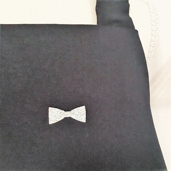 キッズエプロン&三角巾XL　リボンデニム風 3枚目の画像