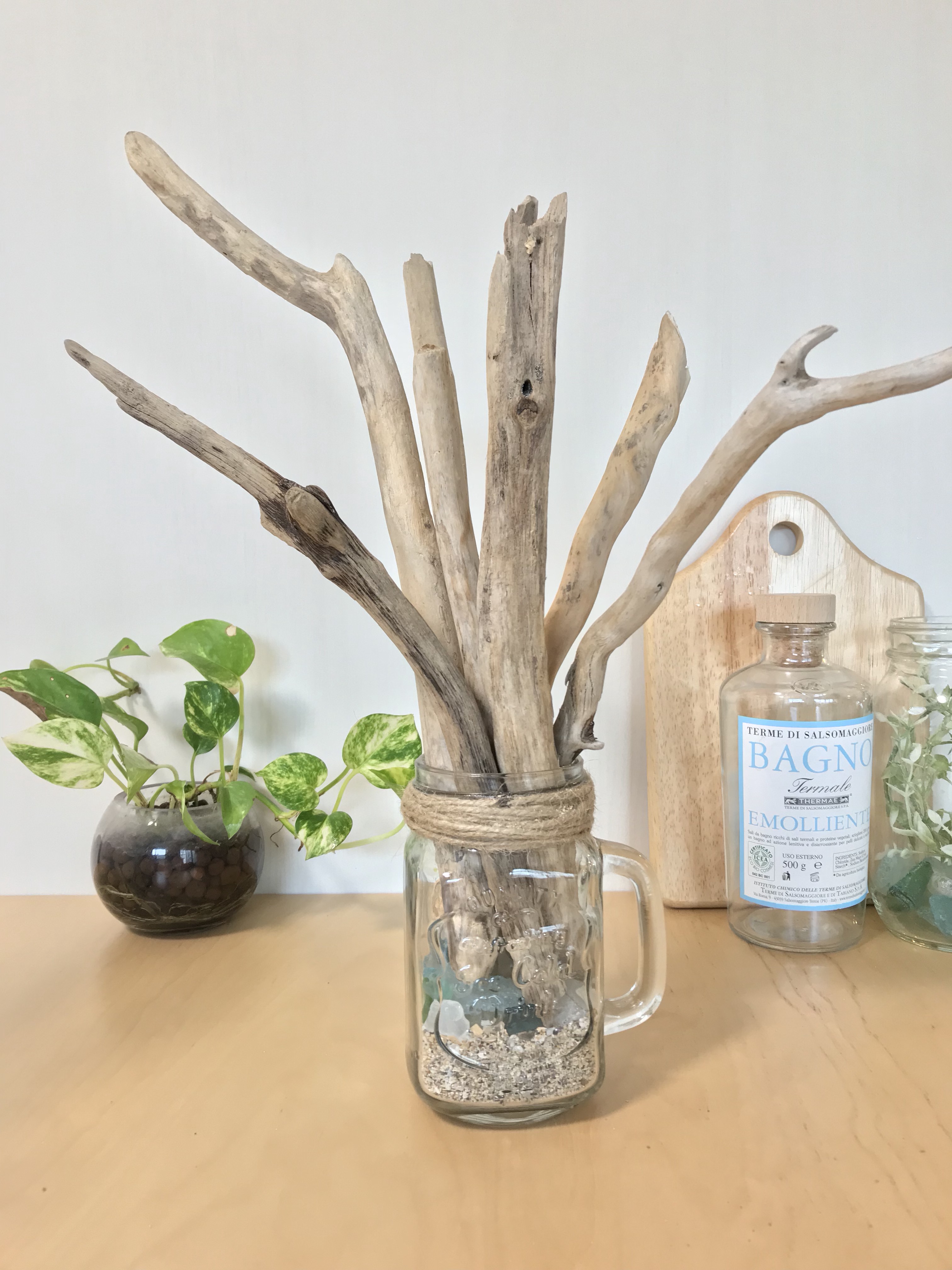 〜DriftDesign〜　流木とシーグラスの瓶詰めのお洒落なインテリアセット
