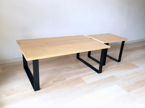 無垢木 大サイズ アイアイテーブル リビングテーブル センターテーブル ローテーブル 無塗装 天然木 1枚目の画像