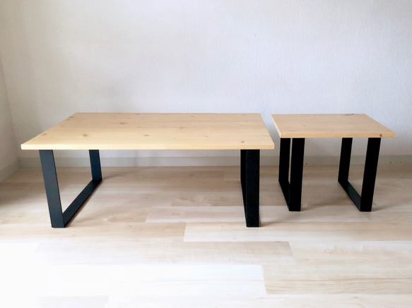 無垢木 大サイズ アイアイテーブル リビングテーブル センターテーブル ローテーブル 無塗装 天然木 2枚目の画像