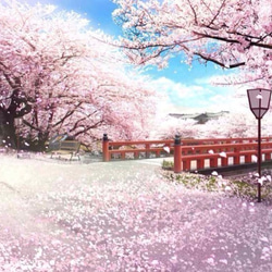 ◈桜が飛んでいる、花の体◈桜が雪を吹いている。PADICO.14KGF。日本製。ネックレス。金箔。磁器。短鎖。ピンク。青。女の子 7枚目の画像