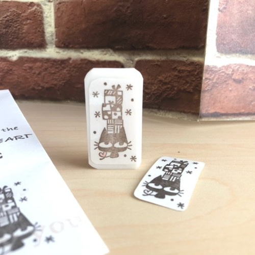 プレゼントいっぱい ひのきにゃん 消しゴムはんこ(N51) はんこ
