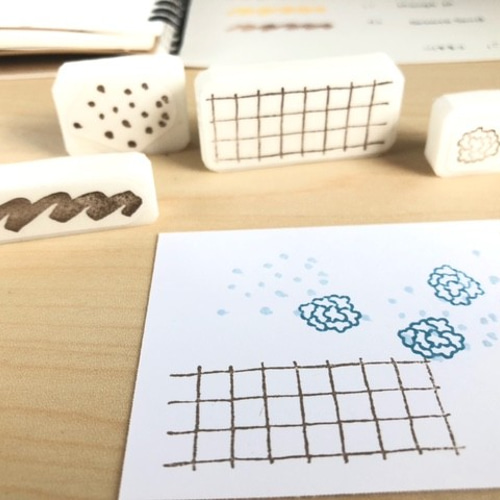 はんこで遊ぶ カラー見本帳にもおすすめ 模様セット 消しゴムはんこ