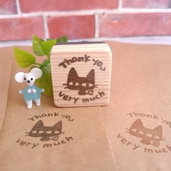 猫 Thankyou Very much （ｵﾘｼﾞﾅﾙｷｬﾗひのきにゃん）消しゴムはんこ