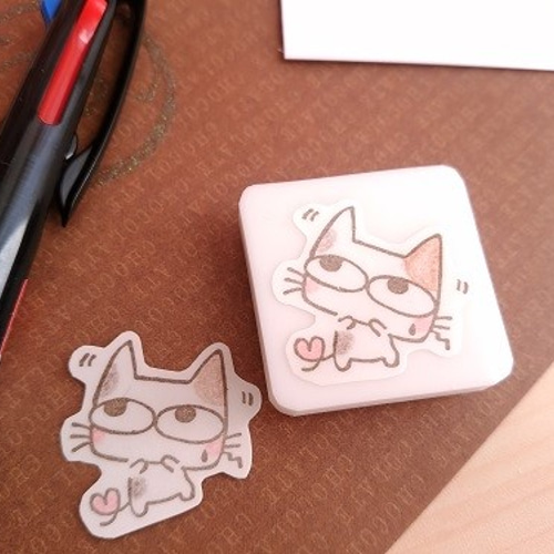 猫「あわわわ」ひのきにゃん消しゴムはんこ(M404) はんこ・スタンプ