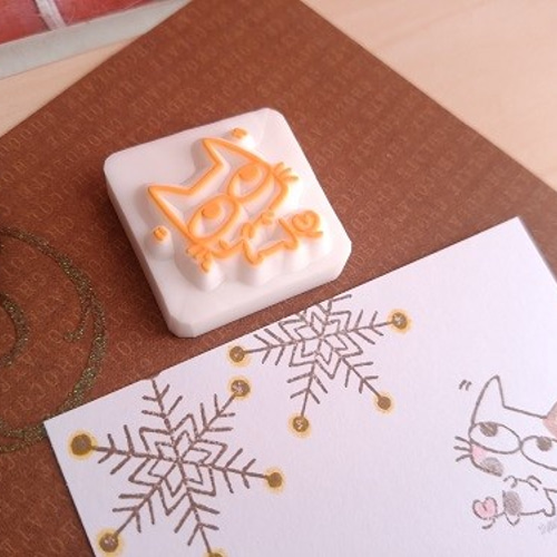 猫「あわわわ」ひのきにゃん消しゴムはんこ(M404) はんこ・スタンプ