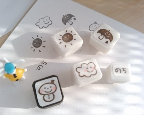 お天気5個セット 手帳ライフが楽しくなる消しゴムはんこ(N20) はんこ
