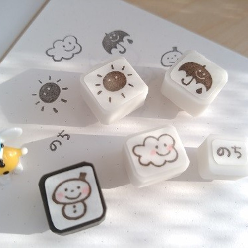 お天気5個セット 手帳ライフが楽しくなる消しゴムはんこ(N20) はんこ