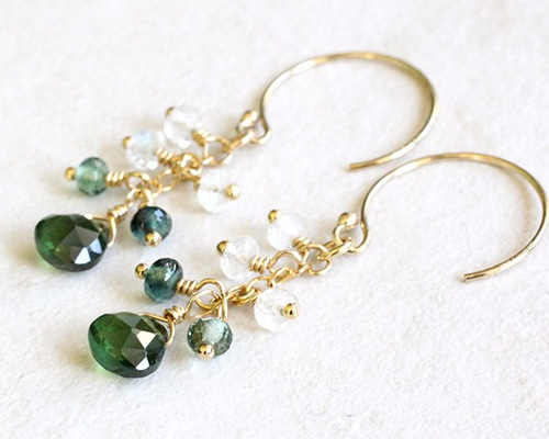 14KGF グリーンアパタイト ピアス【イヤリング変更可】 ピアス