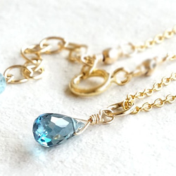 14KGF ロンドンブルートパーズ チャーム ネックレス ネックレス