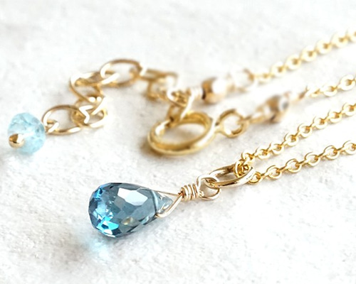 14KGF ロンドンブルートパーズ チャーム ネックレス ネックレス