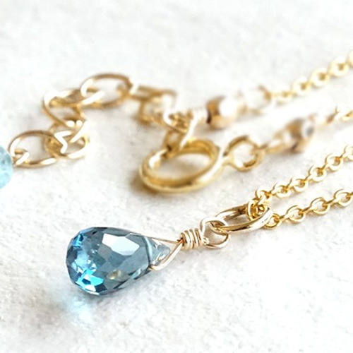 14KGF ロンドンブルートパーズ チャーム ネックレス ネックレス