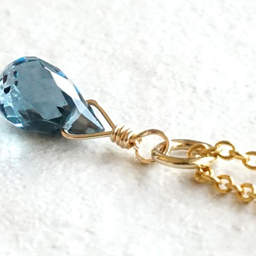 14KGF ロンドンブルートパーズ チャーム ネックレス ネックレス