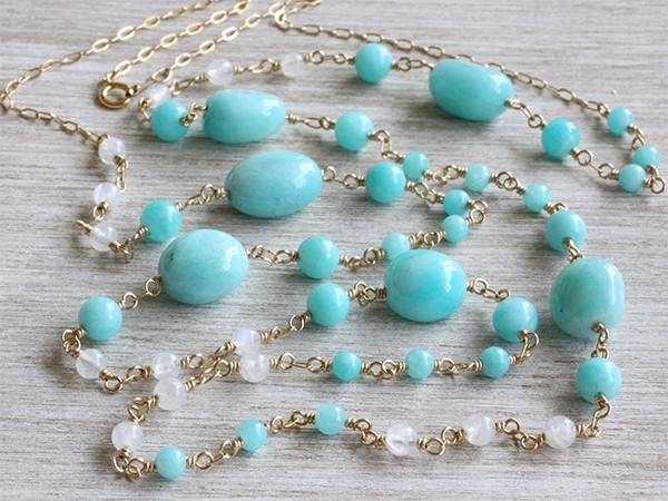 14KGF アマゾナイト ロングネックレス