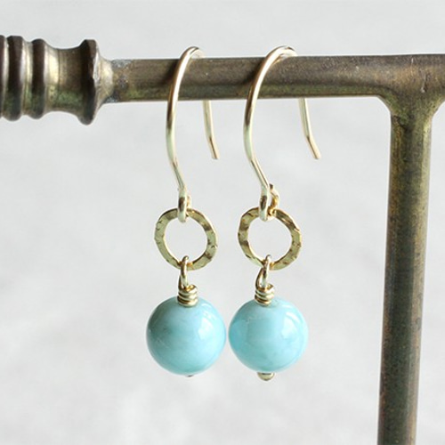 14KGF ラリマー フックピアス【イヤリング変更可】 ピアス（フック  