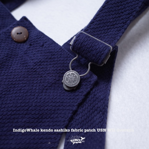 indigo whale ブラック刺し子オーバーオール Mサイズ