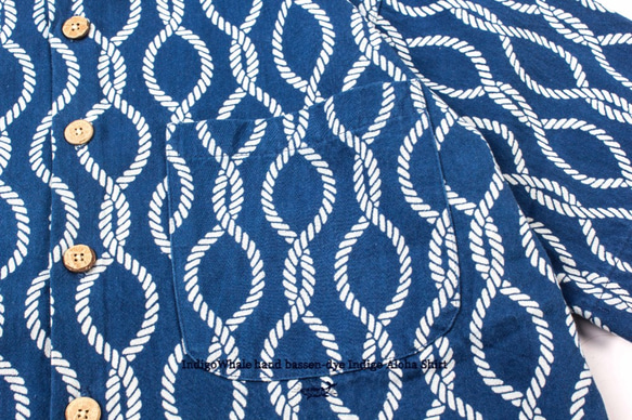 藍染 ハンドメイド 抜染 半袖 Aloha シャツ 3枚目の画像