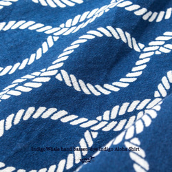 藍染 ハンドメイド 抜染 半袖 Aloha シャツ 4枚目の画像