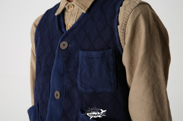 刺し子 草木染め ベスト Safari Waistcoat 8枚目の画像