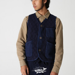 刺し子 草木染め ベスト Safari Waistcoat 3枚目の画像