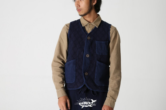 刺し子 草木染め ベスト Safari Waistcoat 3枚目の画像