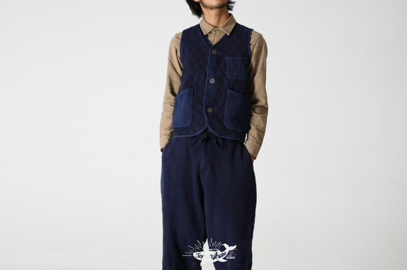 刺し子 草木染め ベスト Safari Waistcoat 10枚目の画像