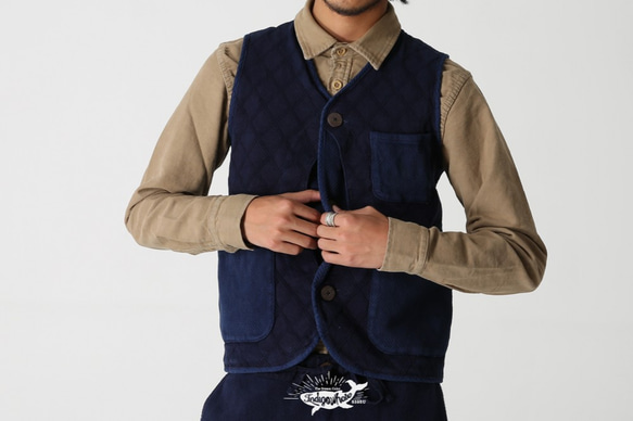 刺し子 草木染め ベスト Safari Waistcoat 2枚目の画像