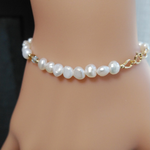 ☆青の火☆ トパーズ2種とシトリン、淡水パールのブレスレット14kgf