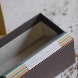 ミモザ　刺繍入り　紙箱イエロー　ケース　名刺サイズ　BOX　メモ　ハンドメイド 6枚目の画像