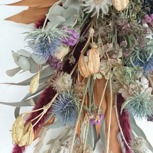 ナチュラルカラーのドライフラワースワッグ ナチュラルカラーのドライフラワースワッグ スワッグ lea pua