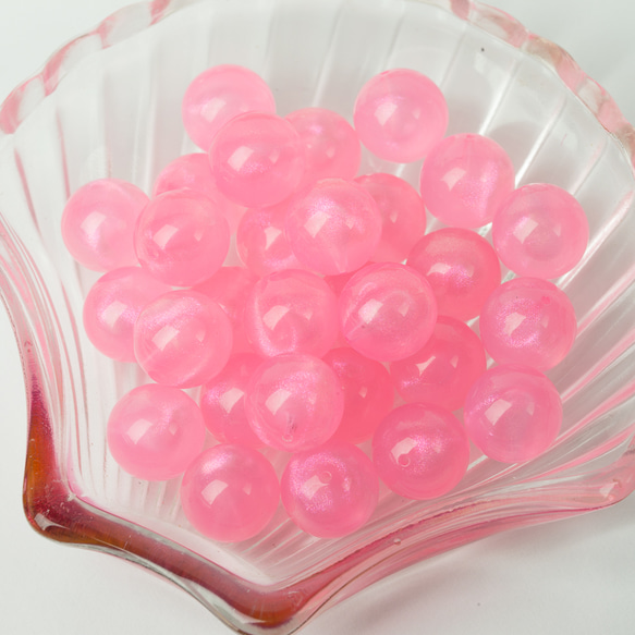 片穴　キャンディーカラービーズ　ピンク　１６ｍｍ　１０個 1枚目の画像