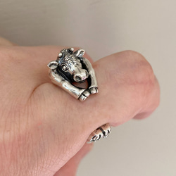 仔うしリング　こうしリング　シルバーアクセサリー　動物モチーフ　ギフト対応　指輪　SV925 9枚目の画像