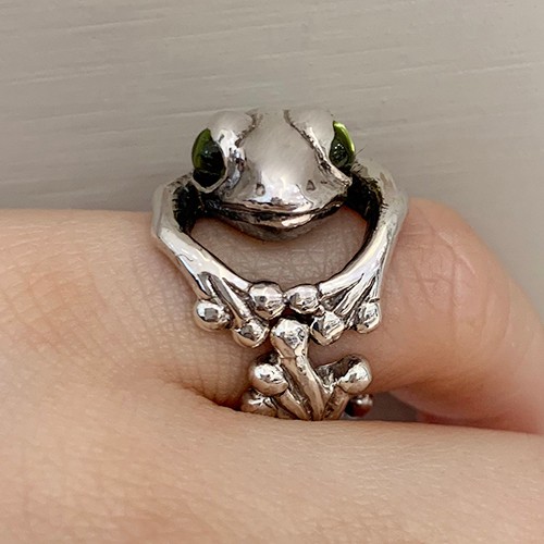 カエル（かえる）リング シルバーアクセサリー×ペリドット